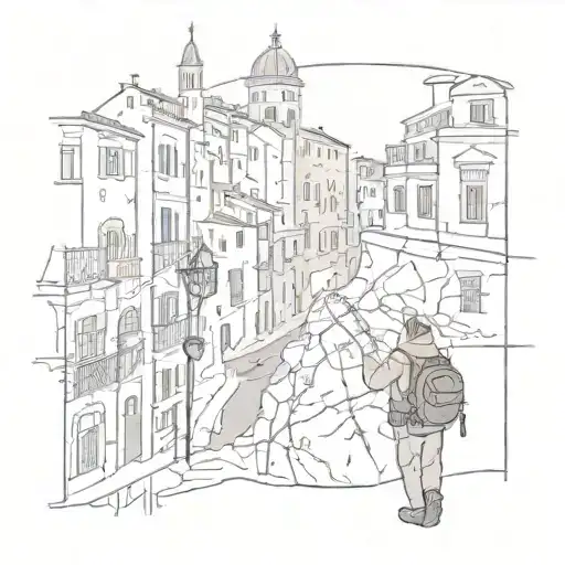 An Adventurous Scene Of A Person Exploring The Streets Of Italy With A Map And Compass In Hand