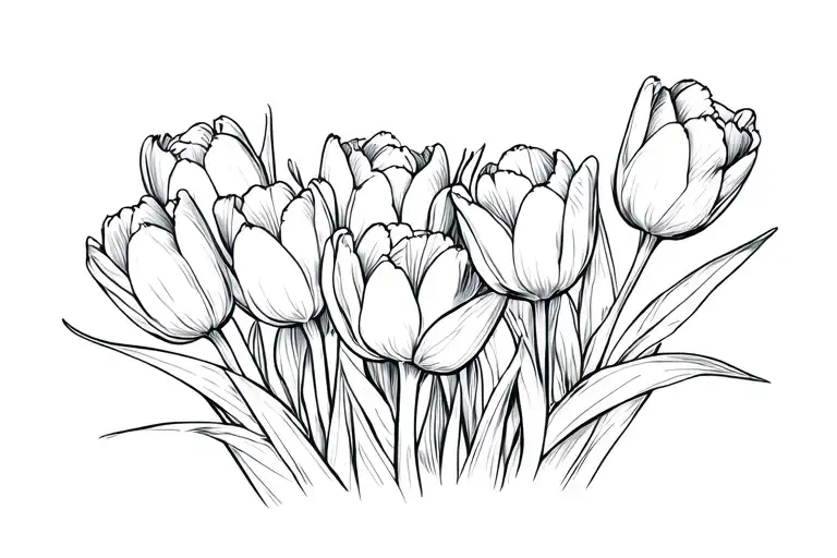 Tulips Bouquet Fine Line
