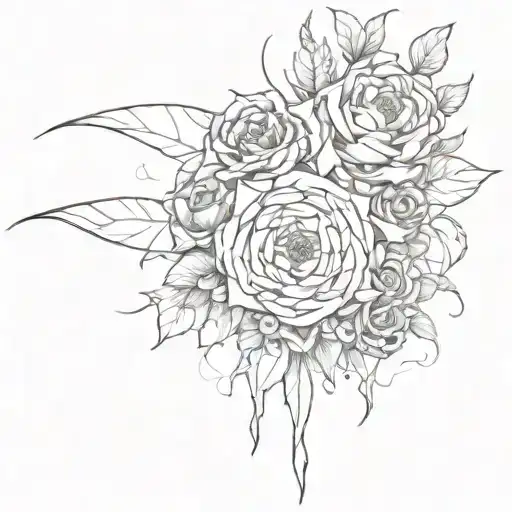 A Floral Arrangement Intertwined With Slipknot Symbols And Lyrics