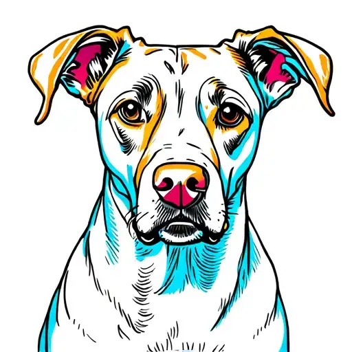 Fine Line Colorful Lab Dog Front View Of Head