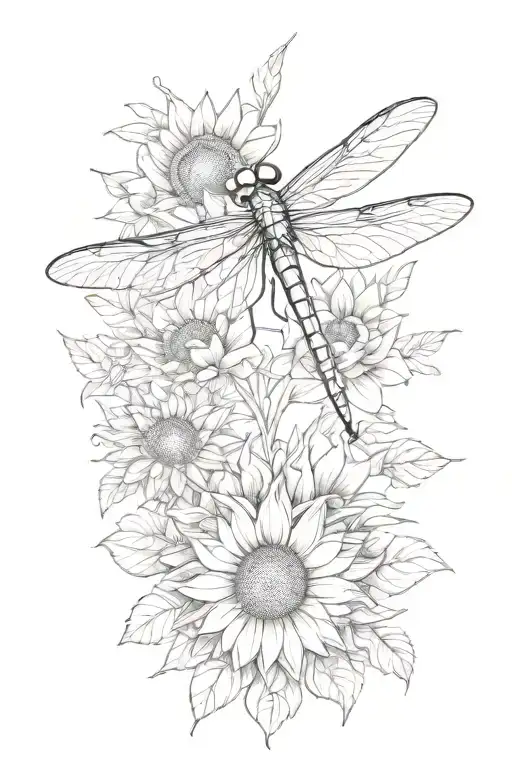Dragonfly And Sunflower