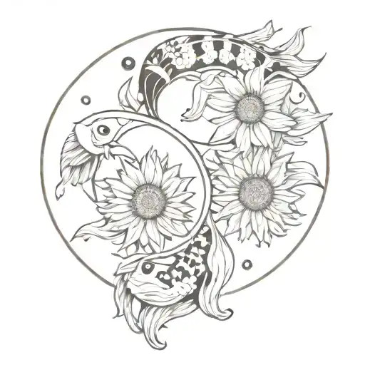 Daisy And Pisces Fish Yin Yang