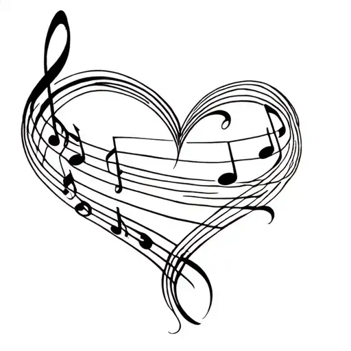 Musical Notes Forming A Heart Shape