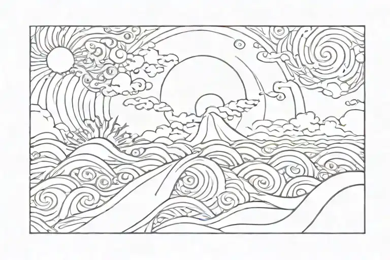 Waves Flowing Sun Rays