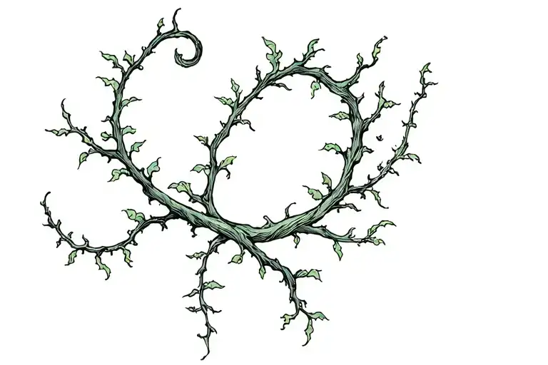 Vine Comming From Curved Branch Growing Down Wards