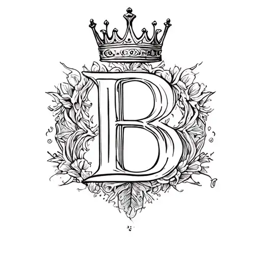 Letter B With King Crown Surrounded