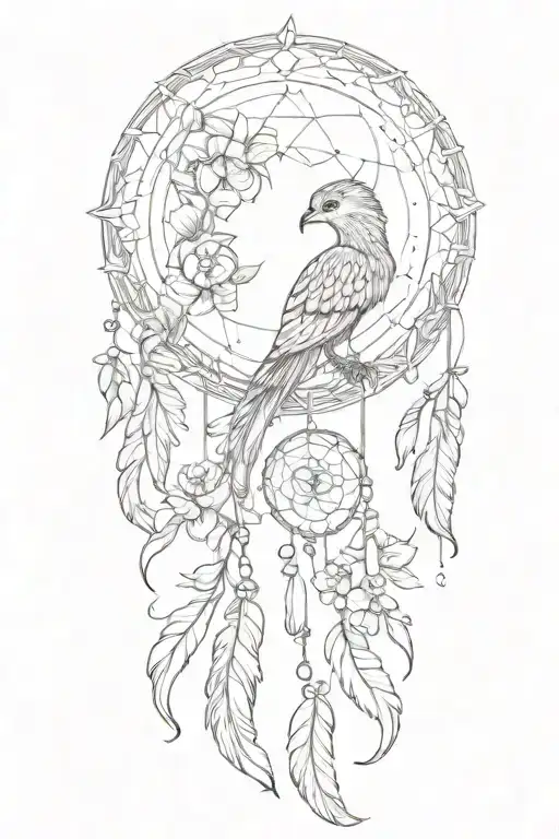 Dream Catcher Phoenix Flowers Intertwined Infinity Symbols