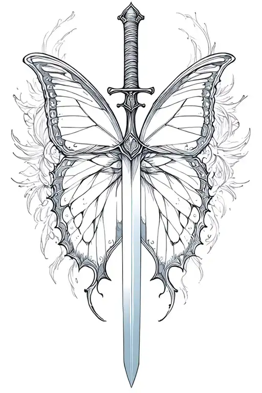 Sword And Butterfly Emerging Centrically In Symmetry