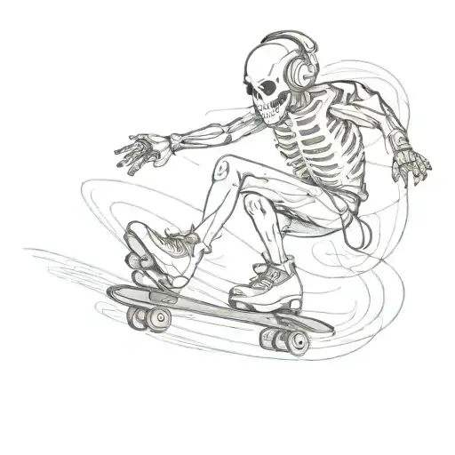 Skelett Skating While Listening To Music With Headphones
