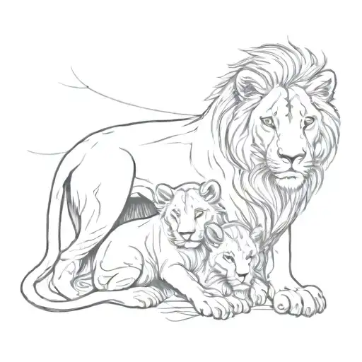 A Lioness With Her Newborn Baby Girl Surrounded By A Halo Of Light Symbolizing Beauty