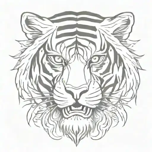 A Stylized Tiger Head Design With Subtle Boxing Elements Integrated Into The Pattern