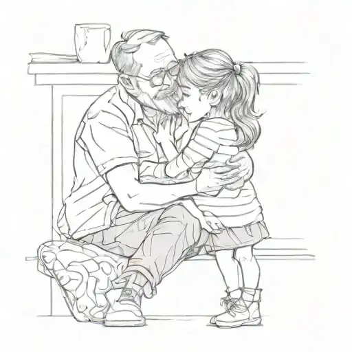 Little Girl Hugging Her Dad's Legs