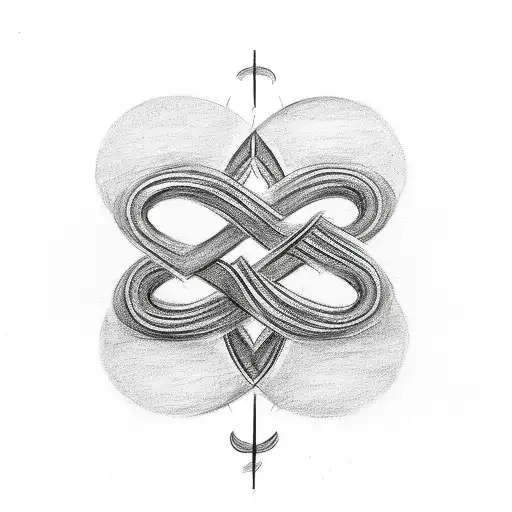 Black And Grey Sketch Of An Infinity Symbol The Number 22 And Hearts