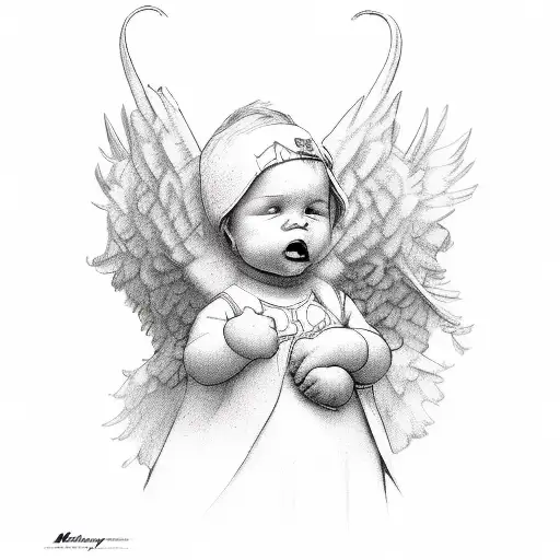 One Chubby Angel Gives A Kiss To Another