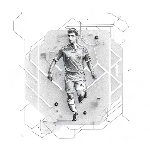 A Circuit Board Forming The Shape Of A Soccer Player