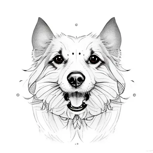 Whimsical Dog Portrait With Vibrant Patterns And Flowers