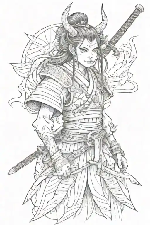 Japanese Samurai Demon Girl