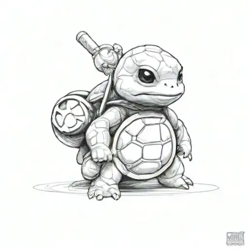 A Baby Squirtle As Donatello The Teenage Mutant Hero Turtle With A Pizza In His Hand
