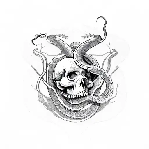 Snake With Skull Alive