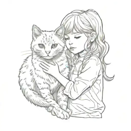 Little Girl Holding Cat