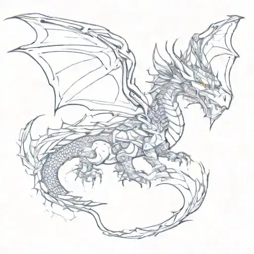 A Dragon With A Butterfly Wing Tattoo Design