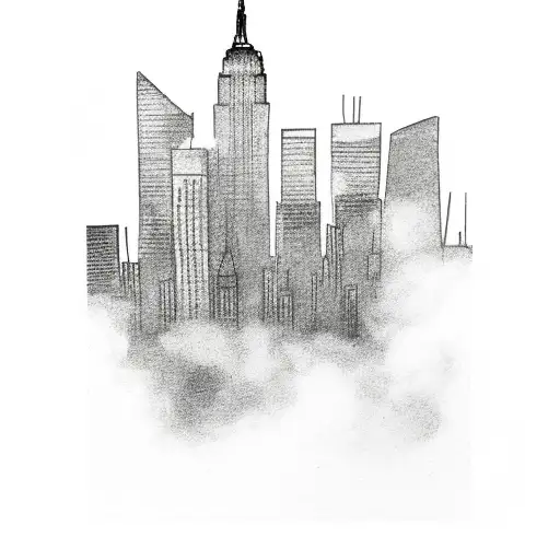 A New York City Skyline With Smoke Rising From The Buildings