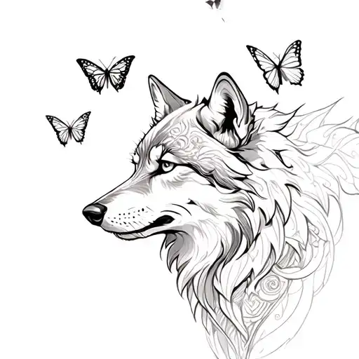Wolf And Butterflies