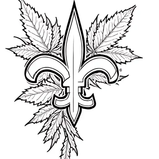Saints Logo With Weed Leaf