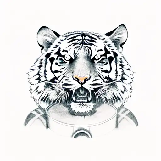 Tiger Holding A Soccer Trophy