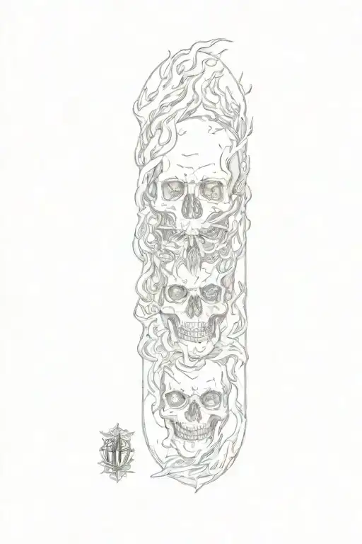 Skulls Surrounded In Fire Rising