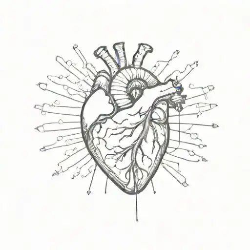 Anatomical Heart With A Heartbeat Line Turning Into A Bandage