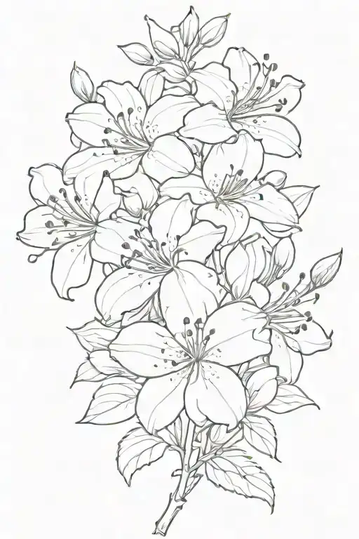 Azalea Flowers And Buds Outline S Shape
