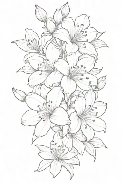 Azalea Flowers And Buds Outline S Shape