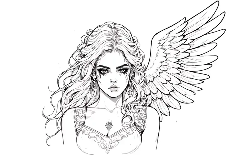 Sad Fighter Women Half Angel Half