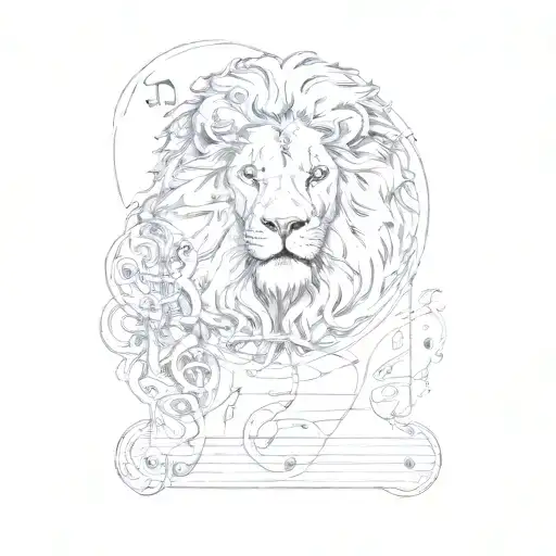 A Lion Surrounded My Music Note Surrounded My Music