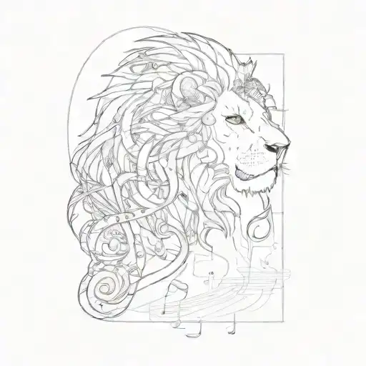 A Lion Surrounded My Music Note Surrounded My Music