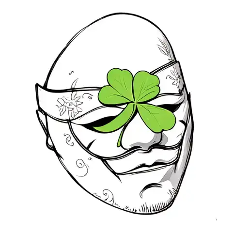 A 6 Leaf Clover On The Mouth Of A Mask