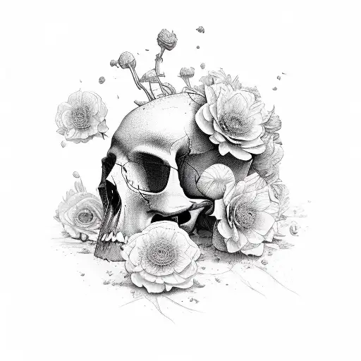 Flowers Growing Out Of A Skull