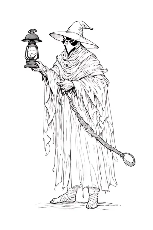 Plague Doctor Holding A Lantern Upper Body Only