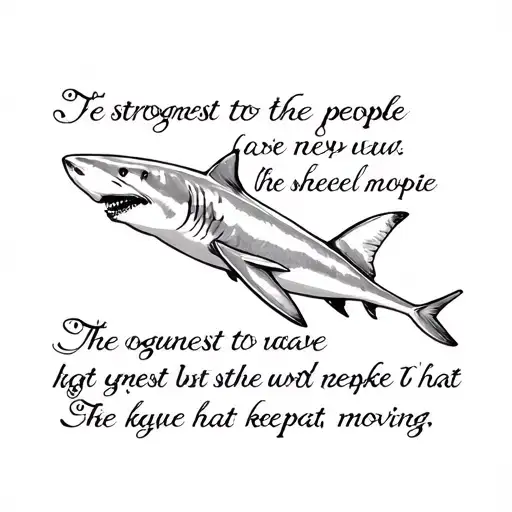 A Simple Shark Moving With A Chirstian Verse That Says The Strognest People Have To Keep Moving