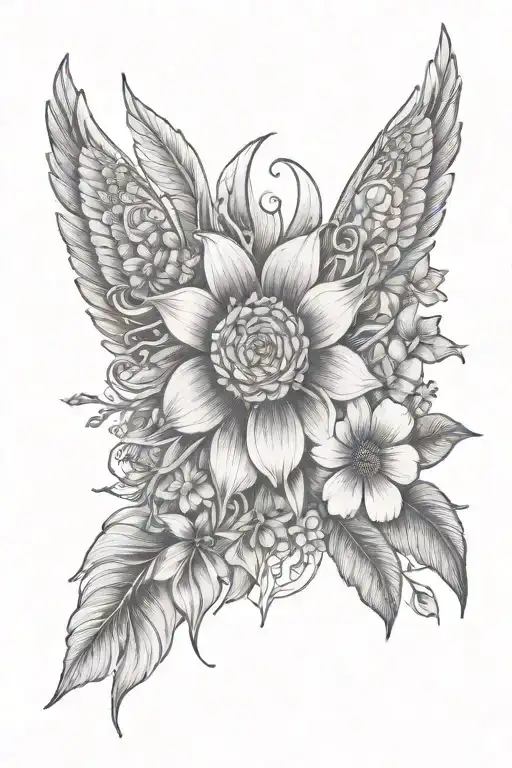 Mystical Inspired Tattoo Featuring Ocean And Flowers And Dance