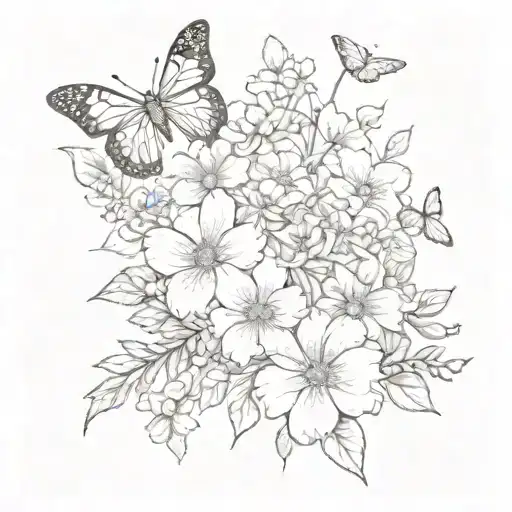 July And October Birth Flower Bouquet With Butterflies