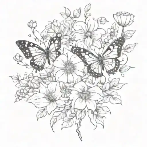 July And October Birth Flower With Butterflies Fluttering
