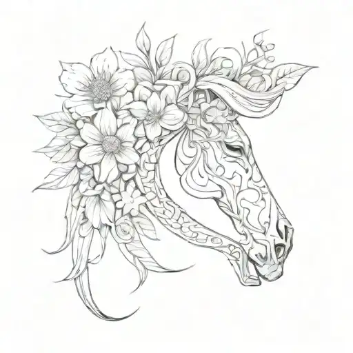 Half Horse Shoe Half Flowers Growing