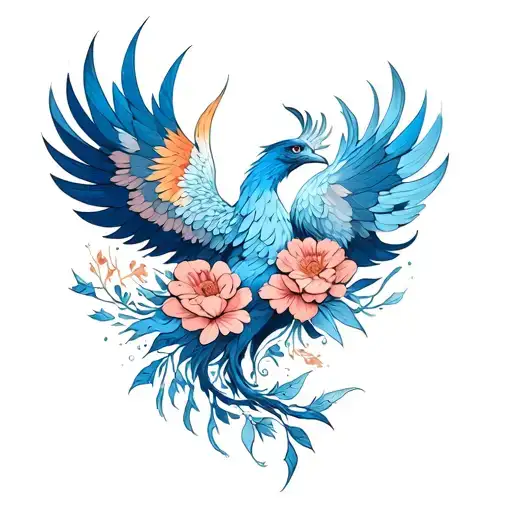 Phoenix Made Of Flowers Intertwined