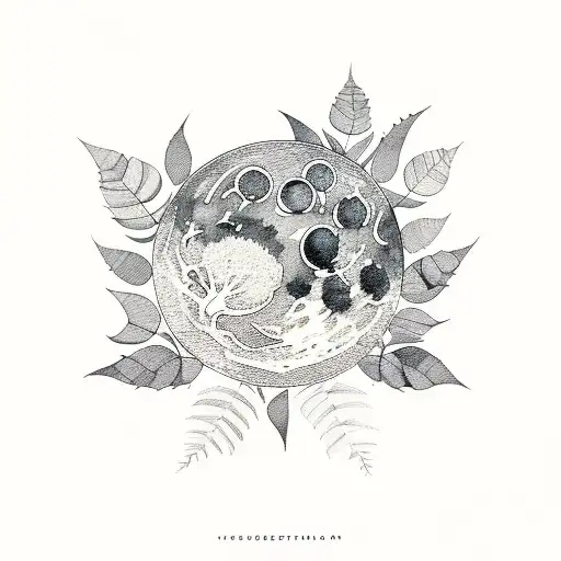 Moon With Eucalyptus Leafs