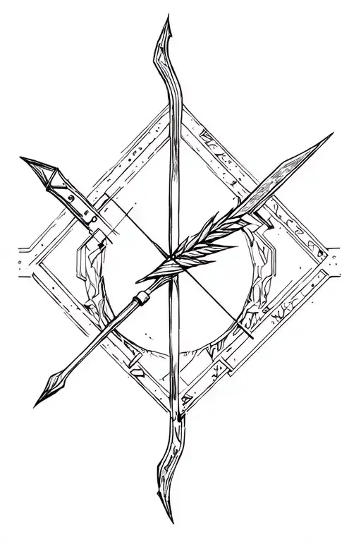 A Bow Arrow Surrounded By Geometric Shapes