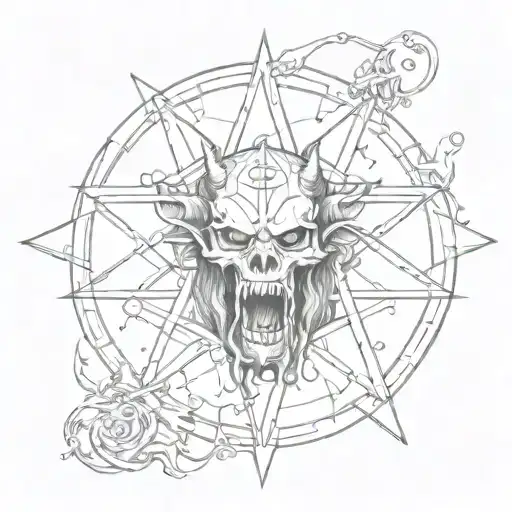 Demon With Pentagram And 666 Symbols Incorporated