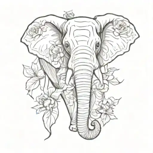 Elephant With Roses