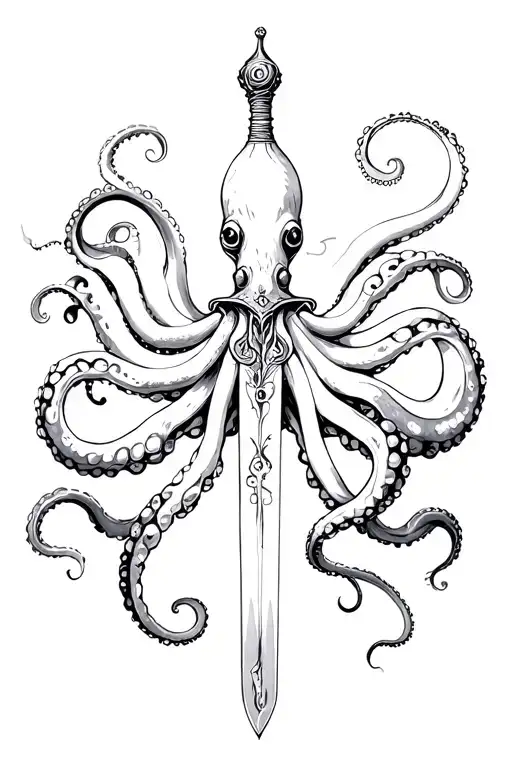 Octopus Holds A Dagger In Its Tentacles